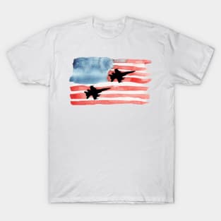 planes square with american flag T-Shirt